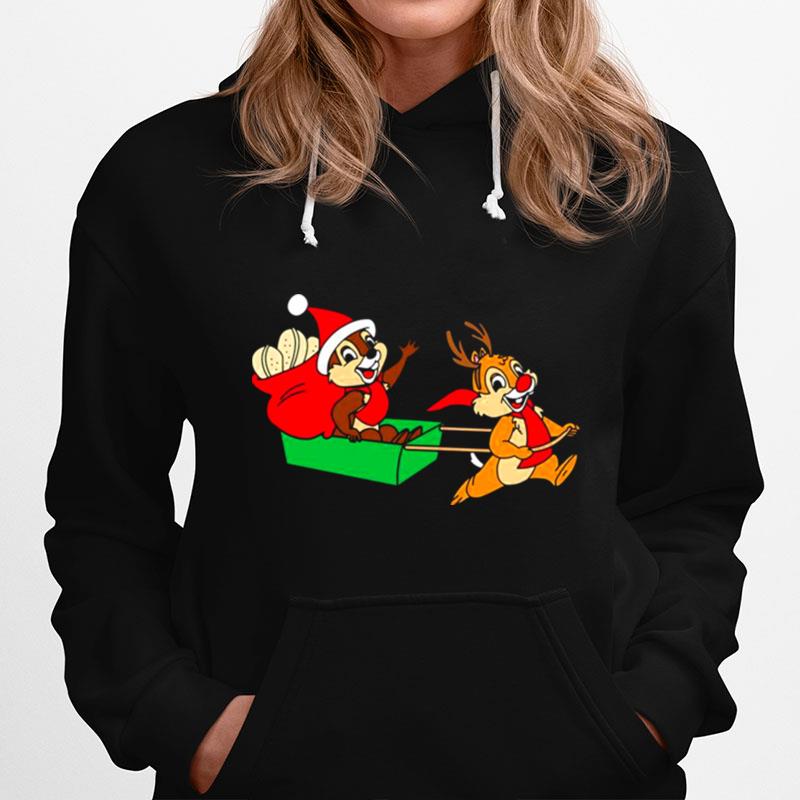 Chip And Dale On A Christmas Sleigh Hoodie