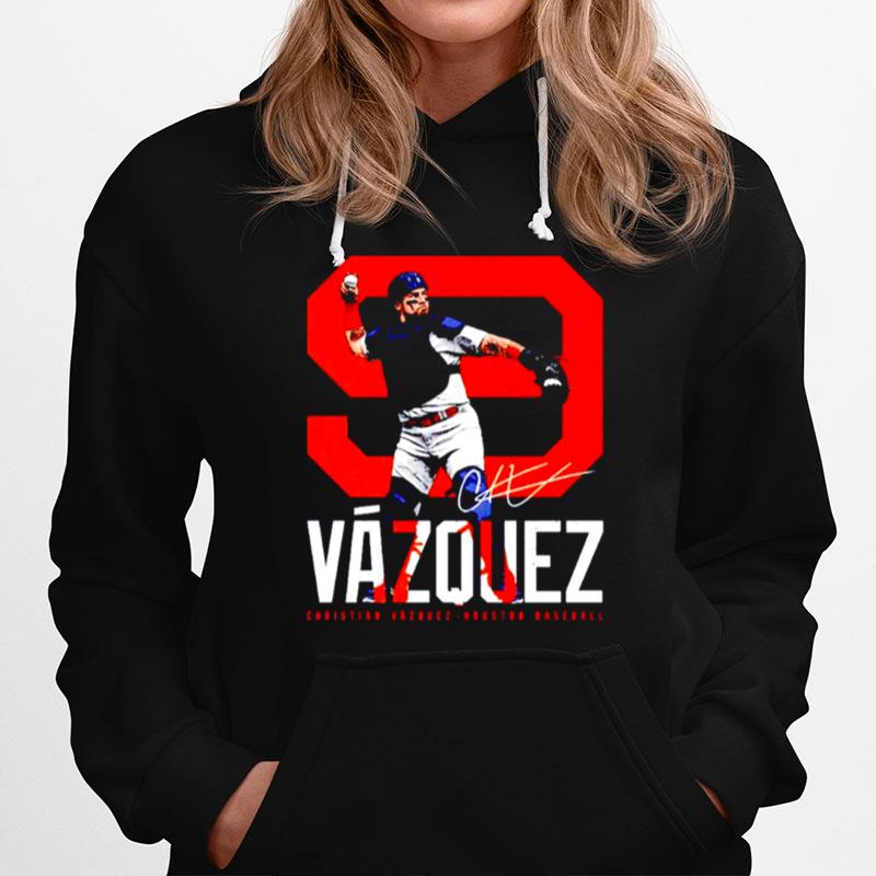 Christian Vazquez Houston Bold Number Hoodie