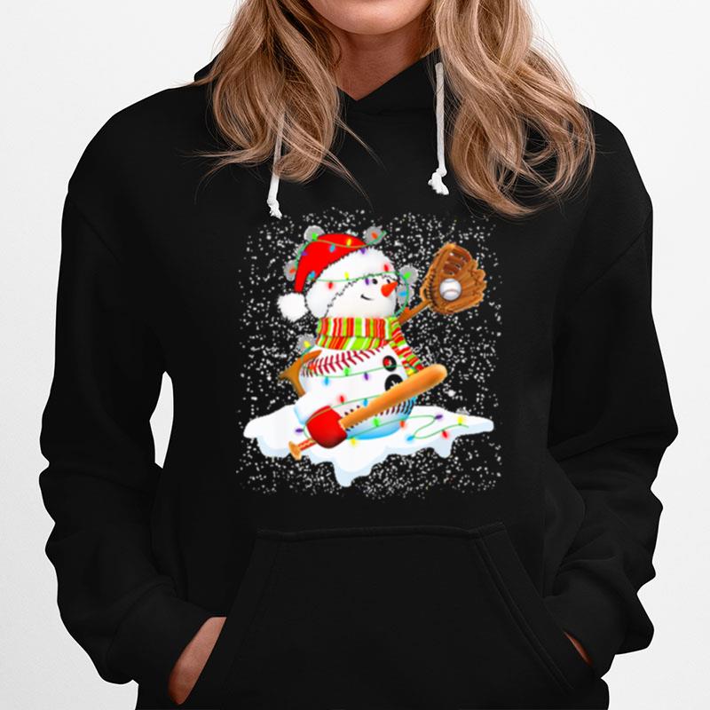 Christmas Baseball Bat Snowman Santa Snowflake Youth Hoodie