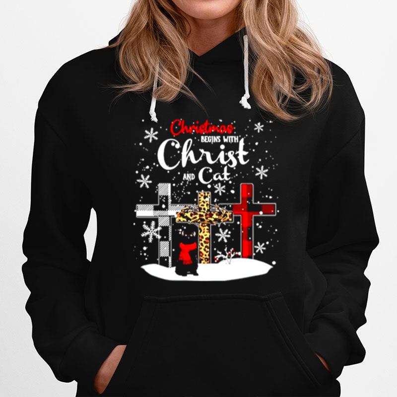 Christmas Begins With Christ And Cat Hoodie