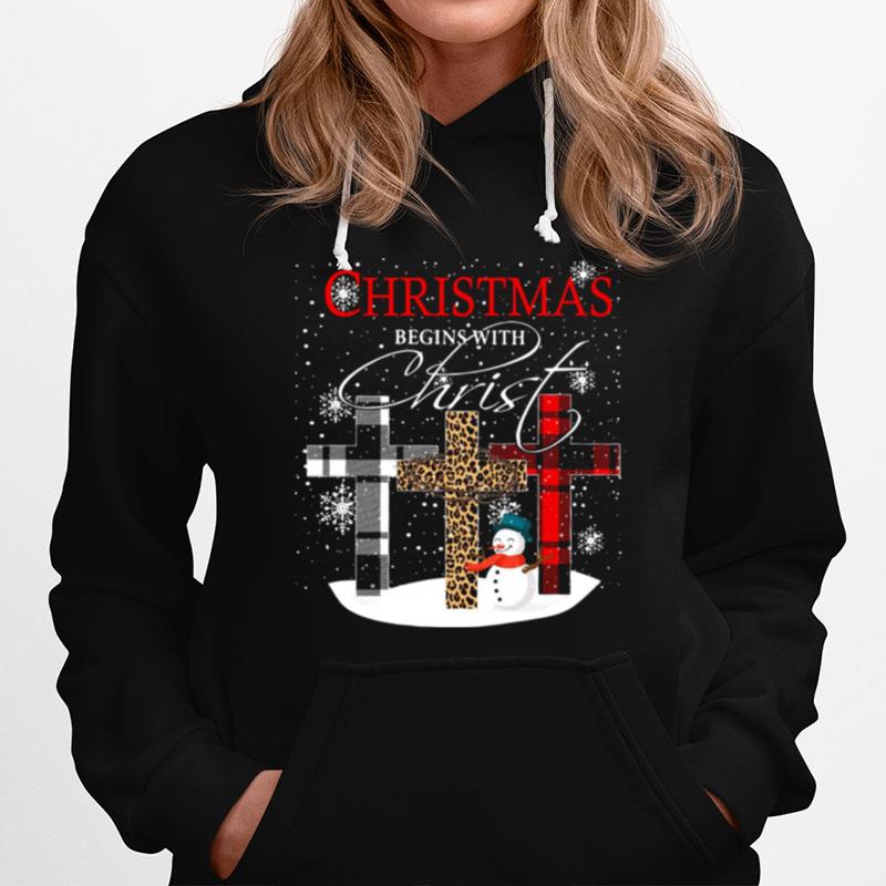 Christmas Begins With Christ Sowman Jesus Christmas Ugly Hoodie