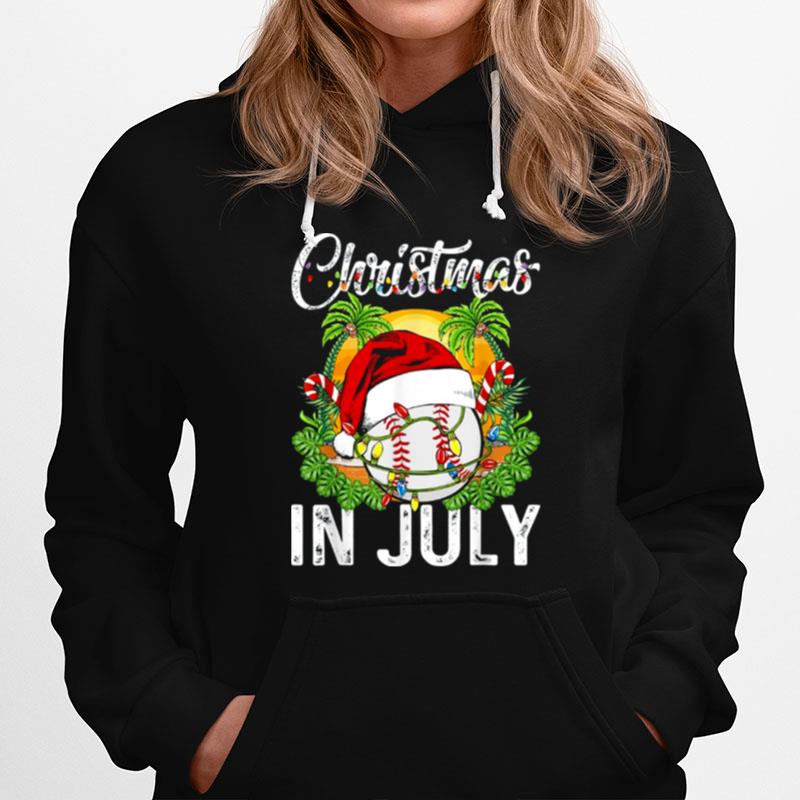 Christmas In July Baseball Santa Hat Summer Hoodie