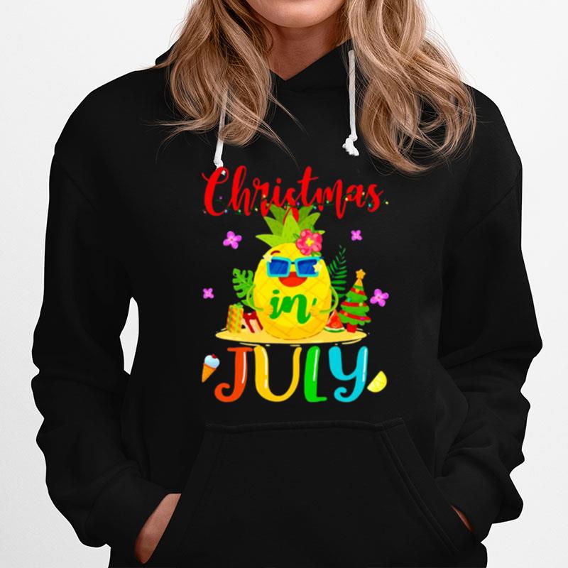 Christmas In July Pineapple Wearing Sunglasses Hoodie