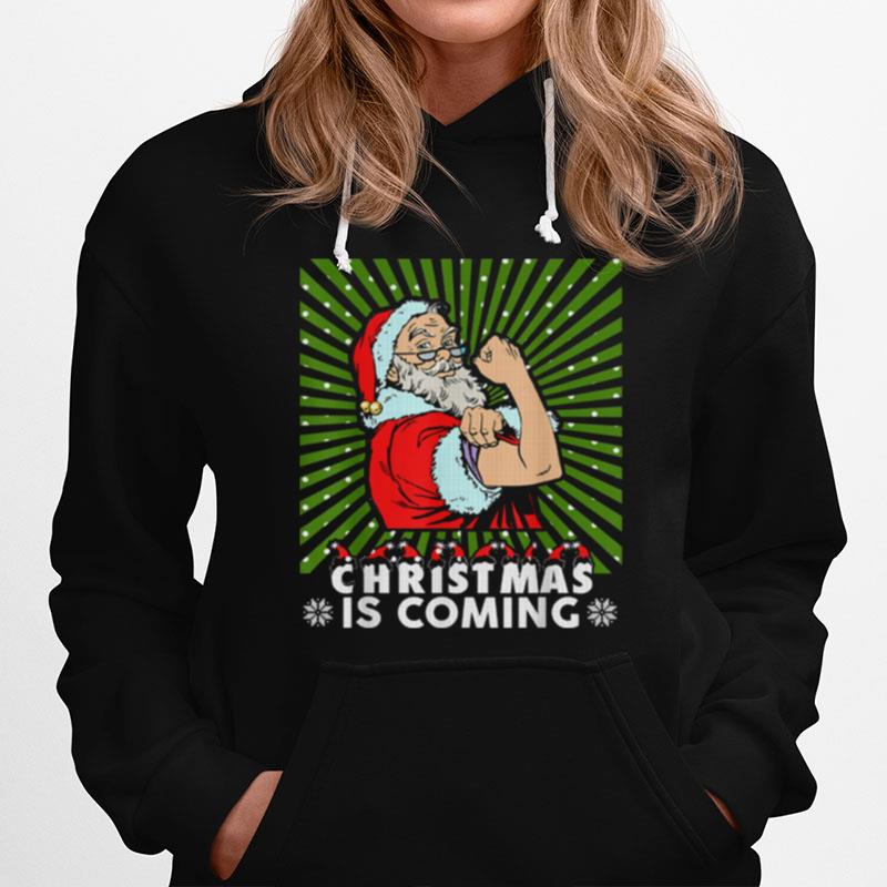 Christmas Is Coming Santa Claus Arm Flex Hoodie