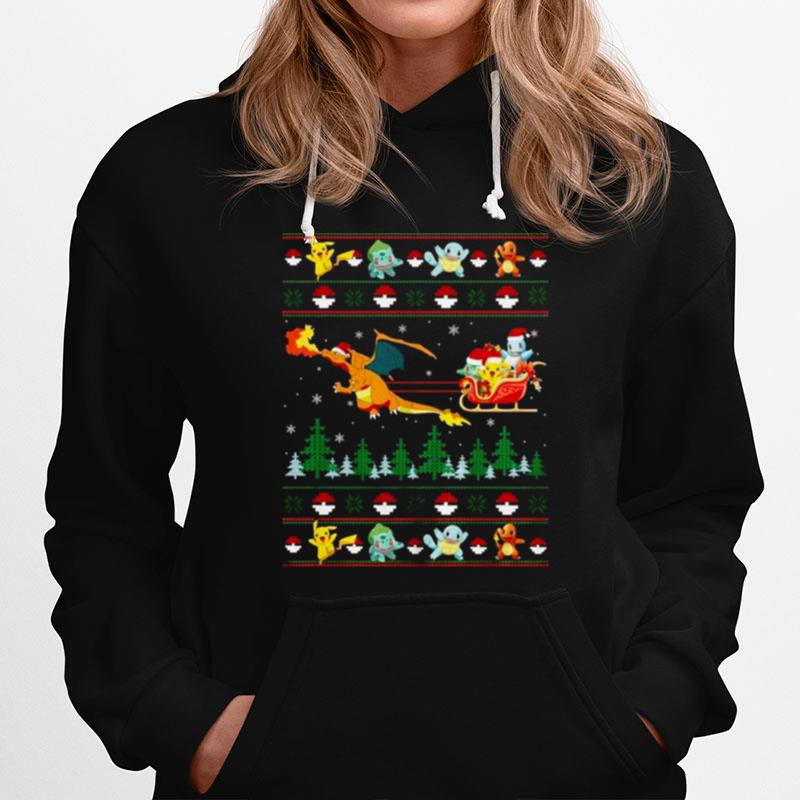 Christmas Pattern Pokemon Characters Santa Wagon Hoodie