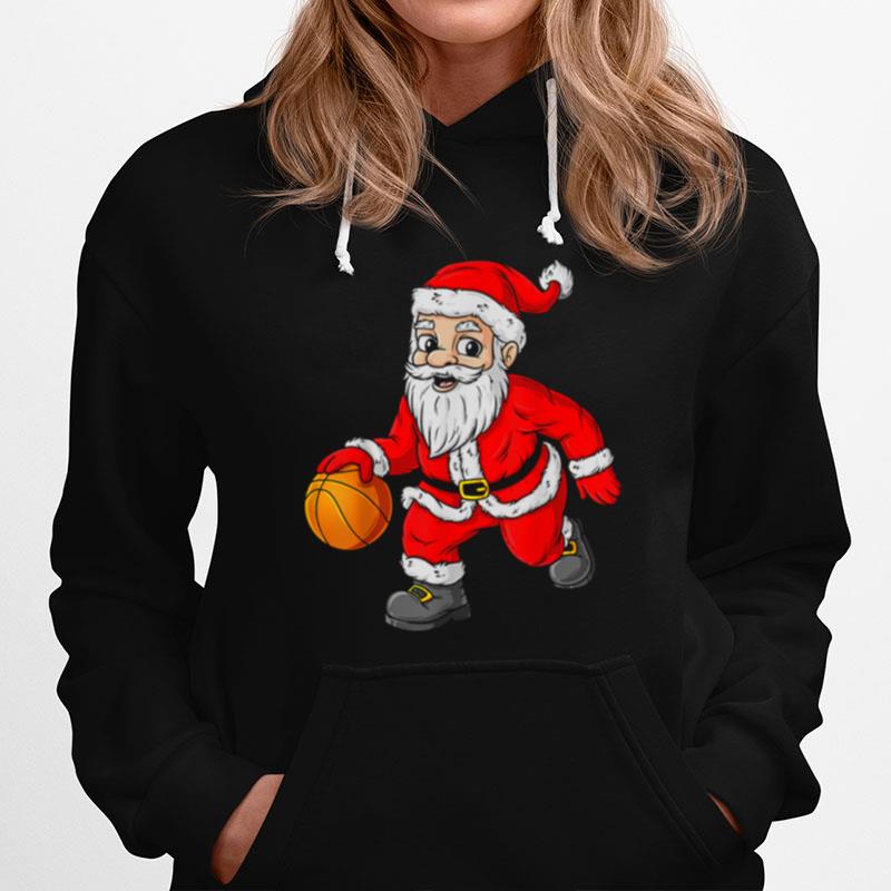 Christmas Santa Claus Dribbling A Basketball Xmas Hoodie