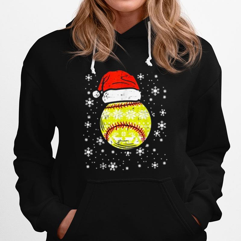 Christmas Softball Santa Hat Xmas Softball Lovers T-Shirt