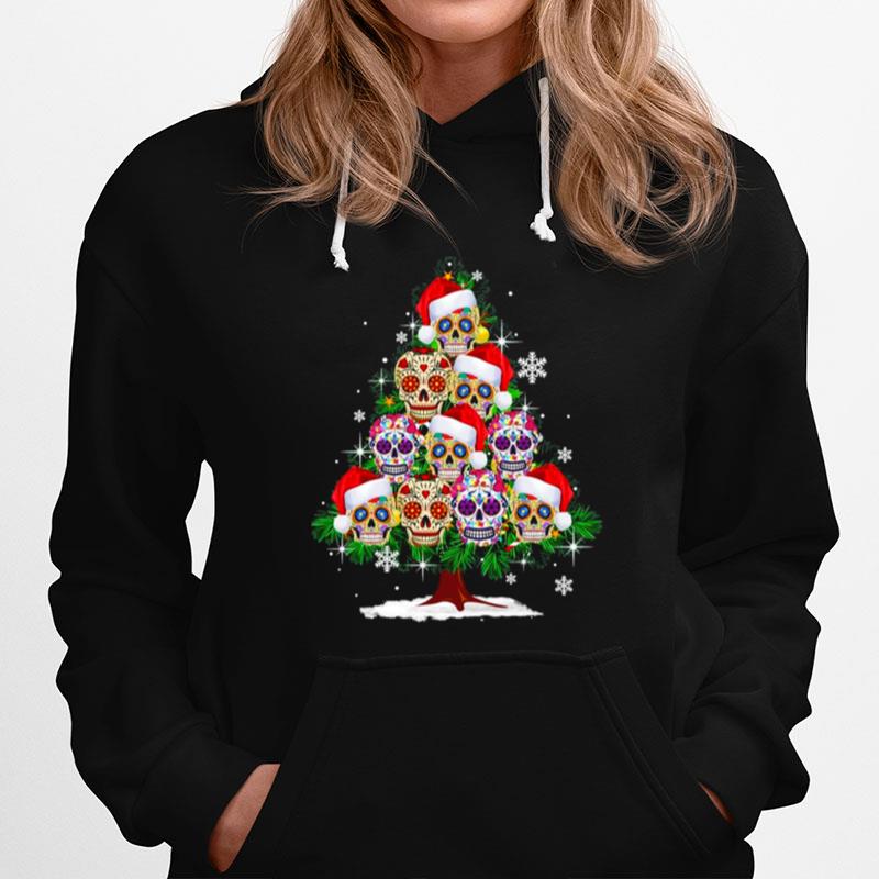 Christmas Tree Mexican Flower Sugar Skull Santa Merry Christmas 2022 Hoodie