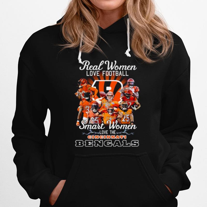 Cincinnati Bengals Real Women Love Baseball Smart Women Love The Cincinnati Bengals Signatures 2023 Hoodie