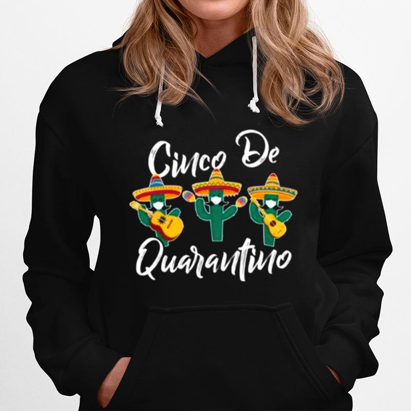 Cinco De Mayo Quarantino Cactus Mask Guitar Lover Hoodie