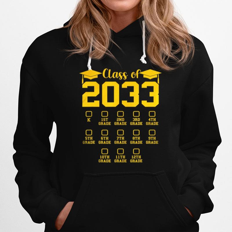Class Of 2033 Grow With Me With Space For Checkmarks Hoodie