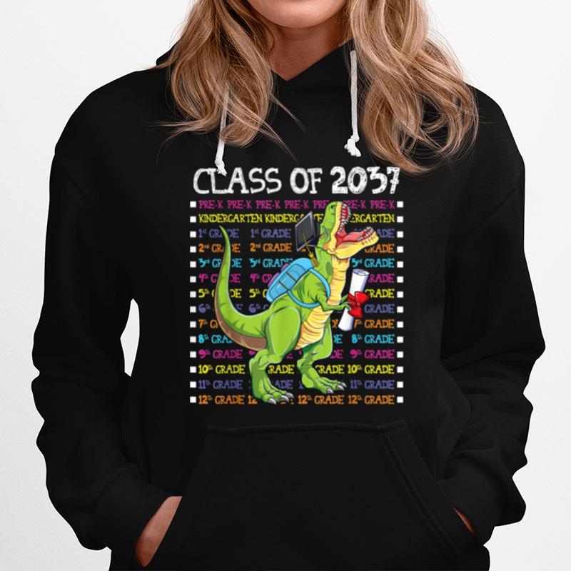 Class Of 2037 Graduation Grow With Me Trex Hoodie