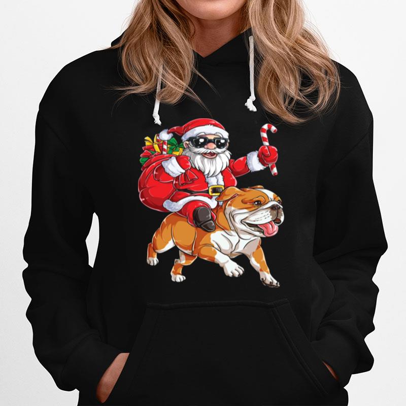 Claus Riding Bulldog Merry Christmas Hoodie