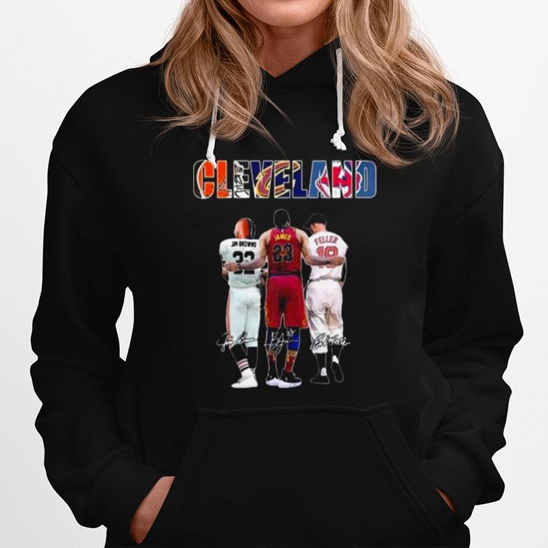 Cleveland Sport Jum Bowns James And Feller Signatures Hoodie