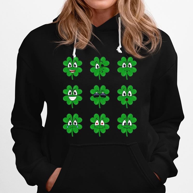 Clover Emojis Emoticons Boys Girls St. Patricks Day Hoodie