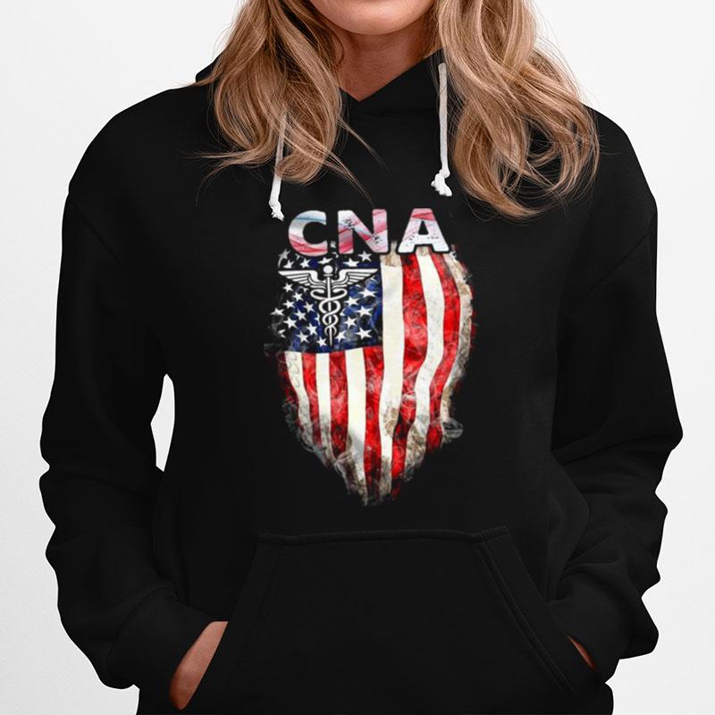 Cna Gift American Flag Hoodie