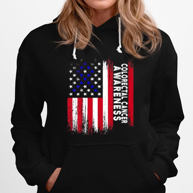 Colorectal Cancer Awareness American Flag Hoodie
