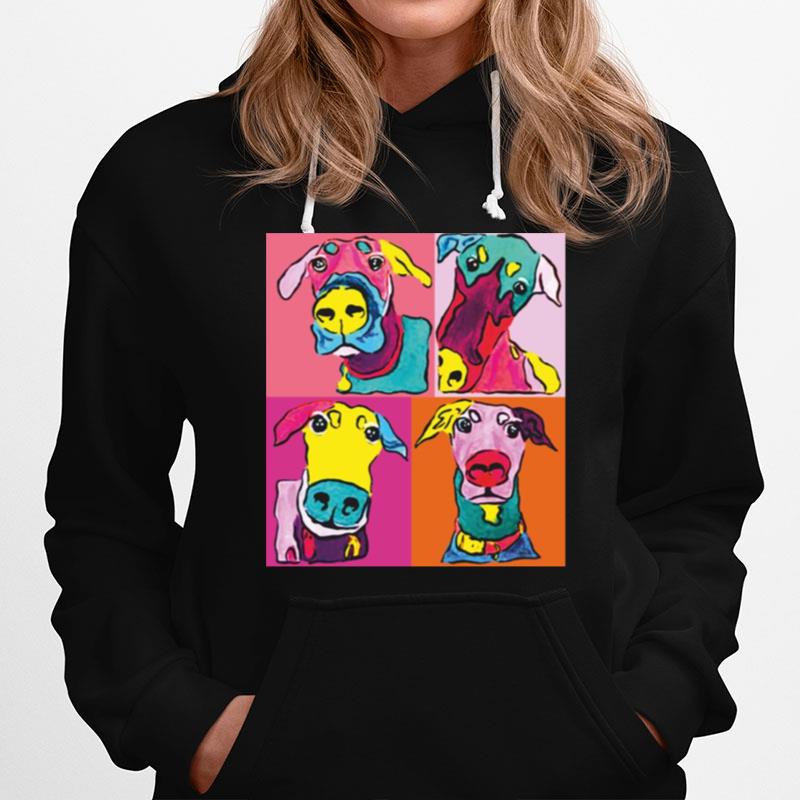 Colored Design Doberman Funny Faces Hoodie