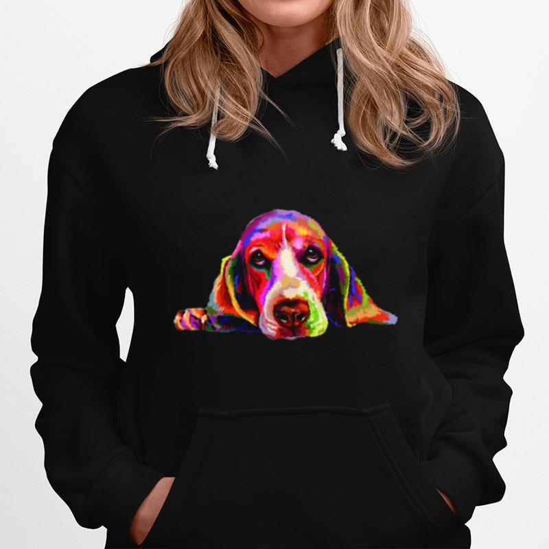 Colorful Basset Hound Hand Drawn Dog Painting Hoodie