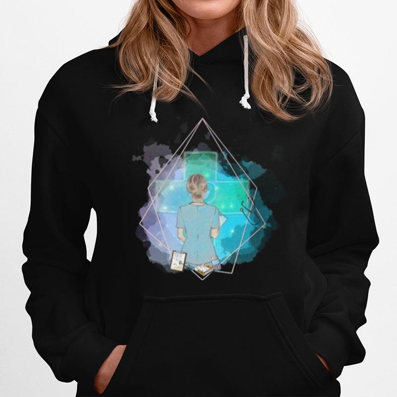 Colorful Behind Nurse Medical Galaxy Hoodie