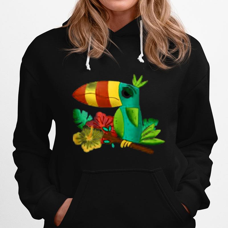Colorful Funny Tropical Tiki Toucan Bird Hibiscus Flowers Hoodie