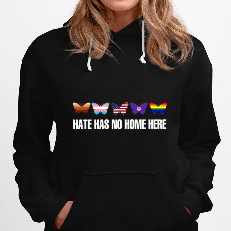 Colors American Flag Butterfly Hate Has No Home Here Hoodie