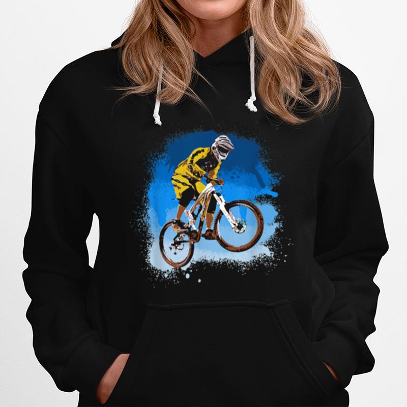 Cool Mountain Biker Mtb Dirt Bike Blue Graffiti T-Shirt