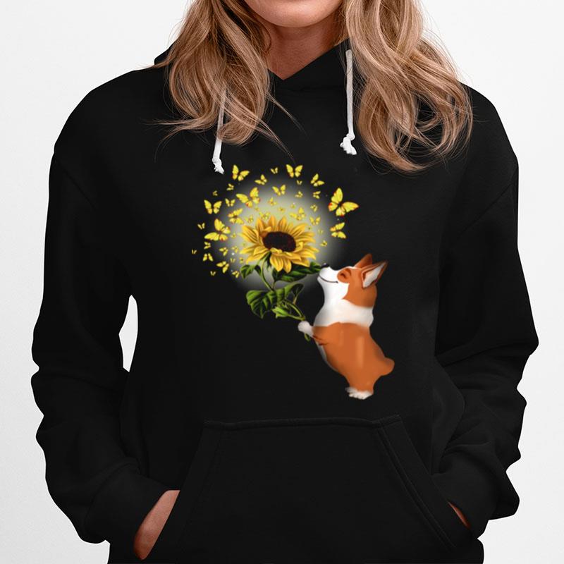 Corgi Butterfly Sunflower Hoodie