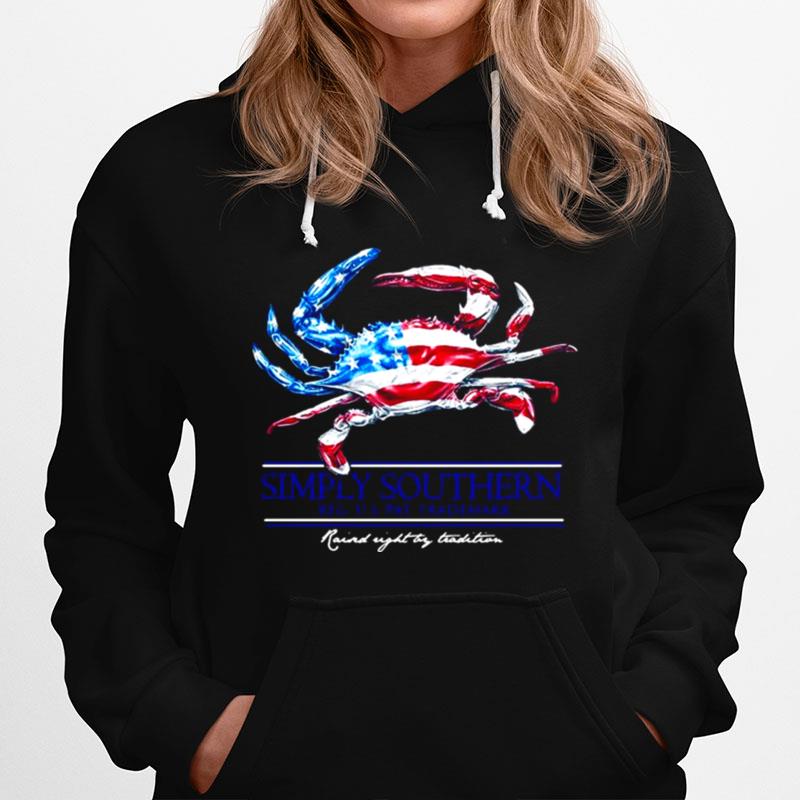 Crab Simply Southern Reg Us Pat Trademark American Flag Hoodie