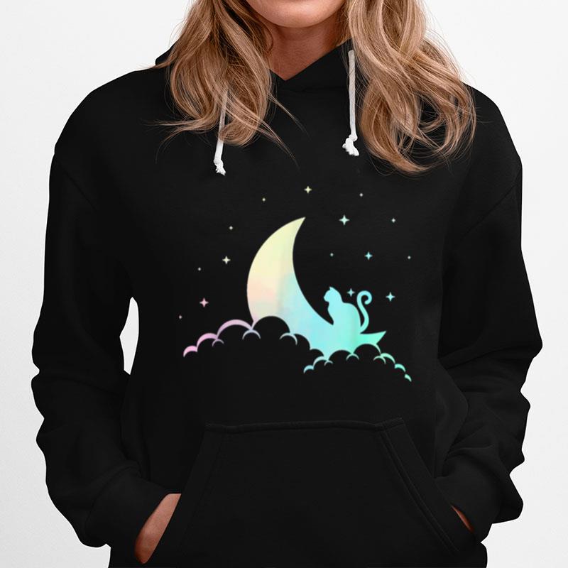 Crescent Moon Wicca Mystical Cat Pastel Goth Hoodie