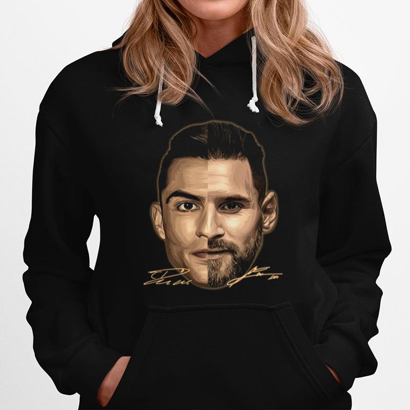 Cristiano Ronaldo And Lionel Messi Face Signatures Hoodie