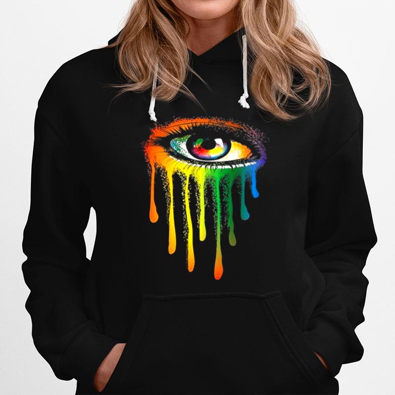 Crying Colorful Tears Eyes Artistic Watercolor Women Face Hoodie