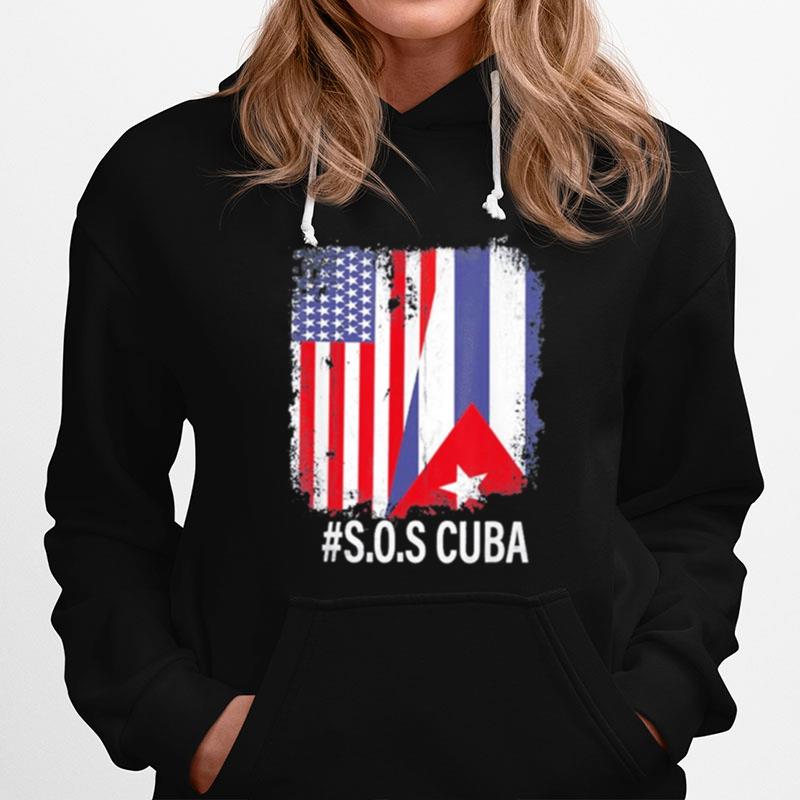 Cuba Half American Cuban Flag Sos Cuba Hoodie