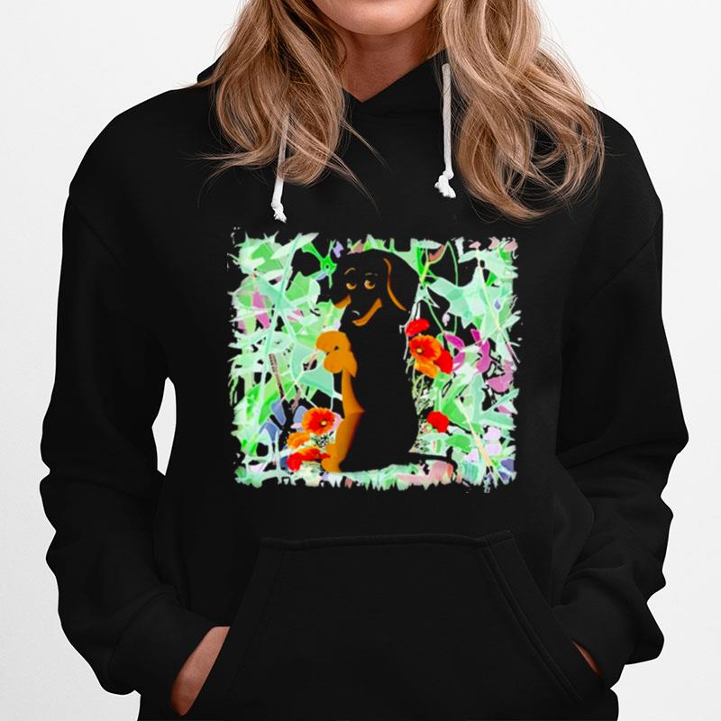 Cute Dachshund Dog Among The Flowers Hoodie