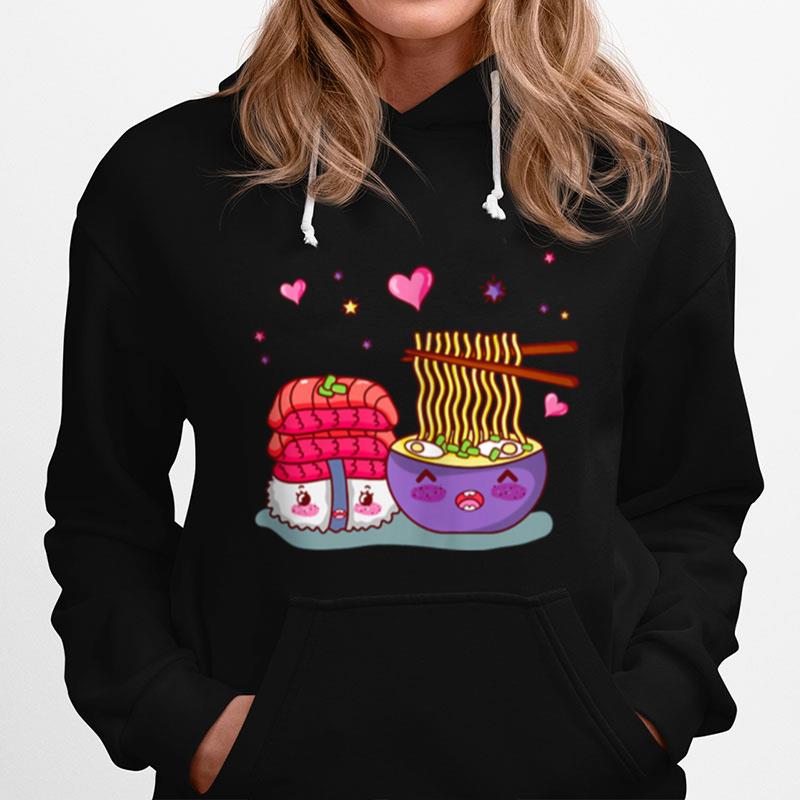 Cute Otaku Ramen Noodles And Sushi Emoji Hoodie