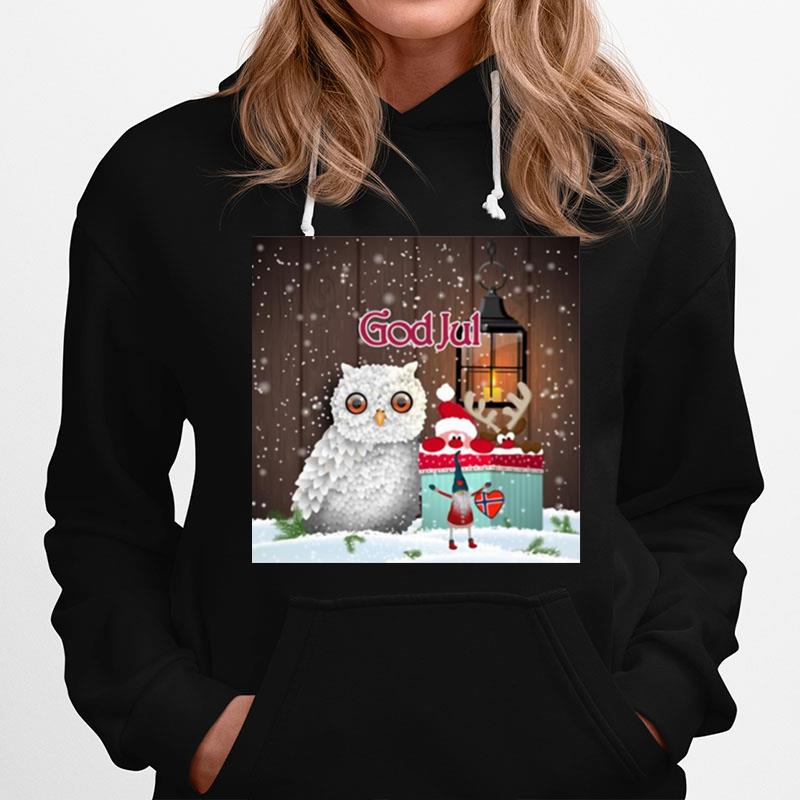 Cute Owl Nisse God Jul Merry Christmas T-Shirt
