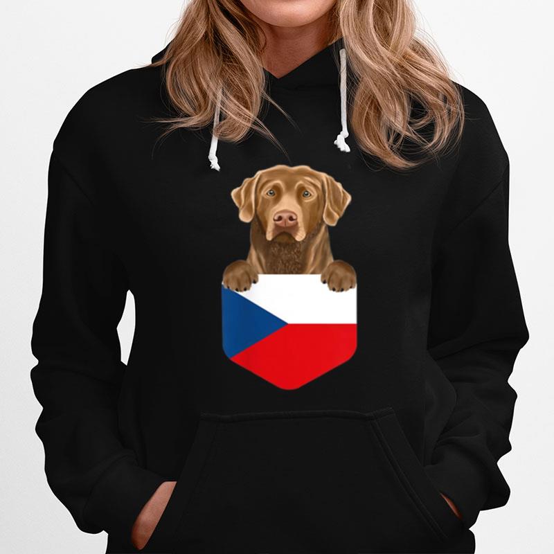 Czech Republic Flag Chesapeake Bay Retriever Dog In Pocket Hoodie