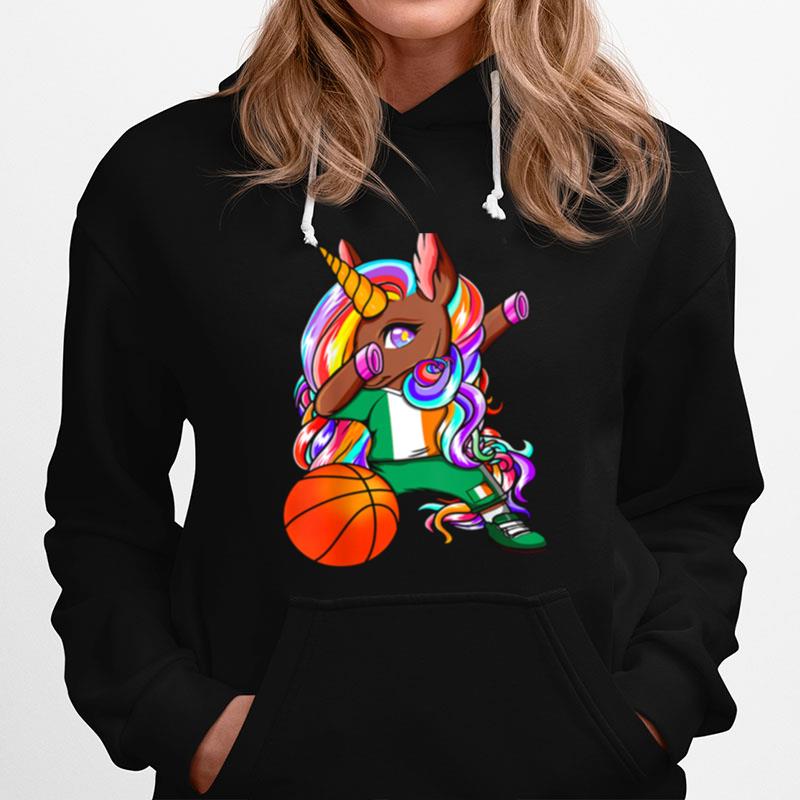 Dabbing Brown Skin Unicorn Ireland Basketballs Jersey Hoodie