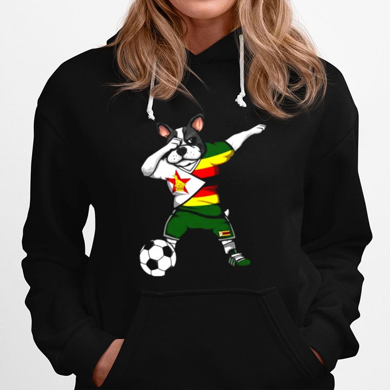 Dabbing French Bulldog Zimbabwe Soccer Fans Jersey Football Hoodie