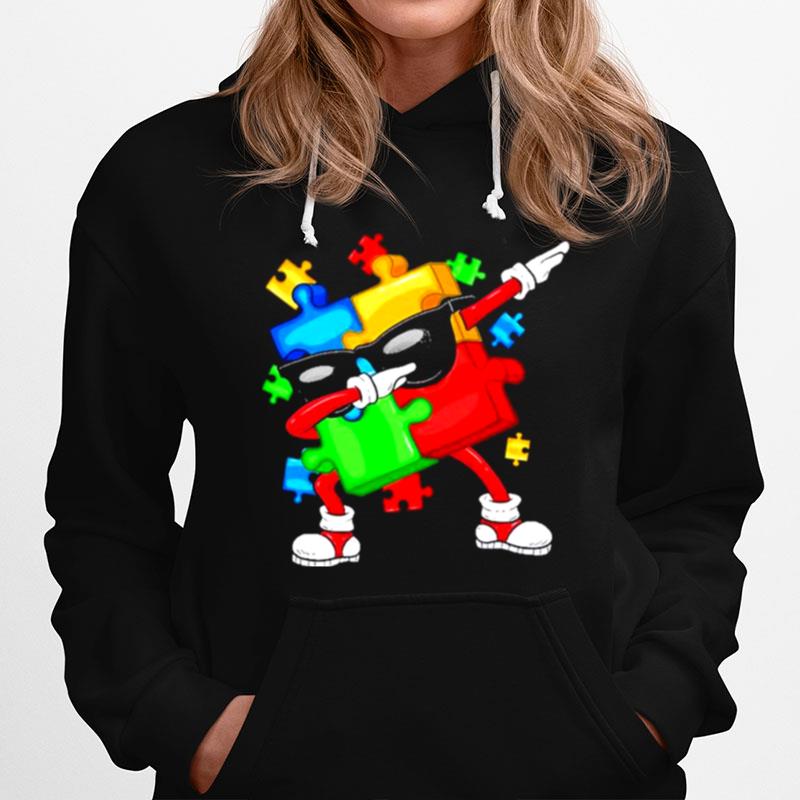 Dabbing Puzzle Pieces National Autism Awareness T-Shirt