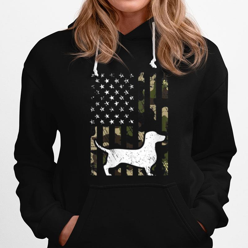 Dachshund Dog Dad Mom Camouflage Usa Flag Hoodie