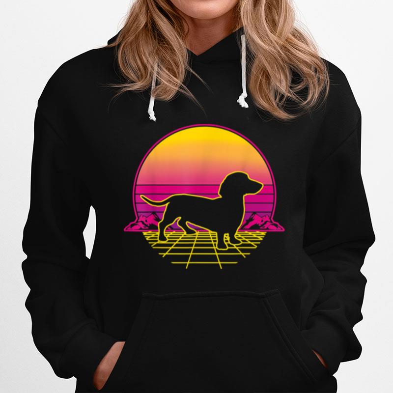 Dachshund Dog Puppy Retro Vintage Sunset Hoodie