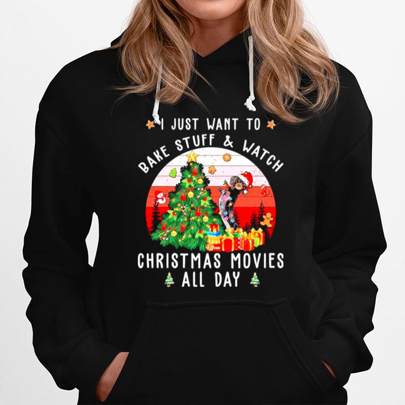 Dachshund Santa I Just Want To Bake Stuff And Watch Christmas Movies All Day Retro Hoodie