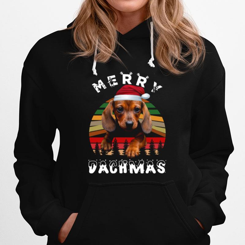 Dachshund Santa Merry Dachmas Christmas Vintage Retro Hoodie