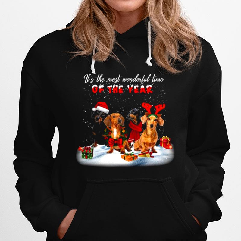 Dachshunds Its The Most Wonderful Time Of The Year Merry Christmas Gift Hoodie