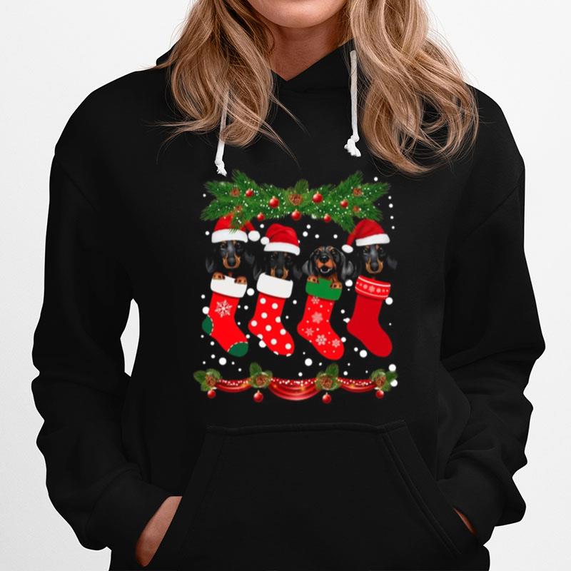 Dachshunds Santa In Socks Crew Neck Merry Christmas Hoodie