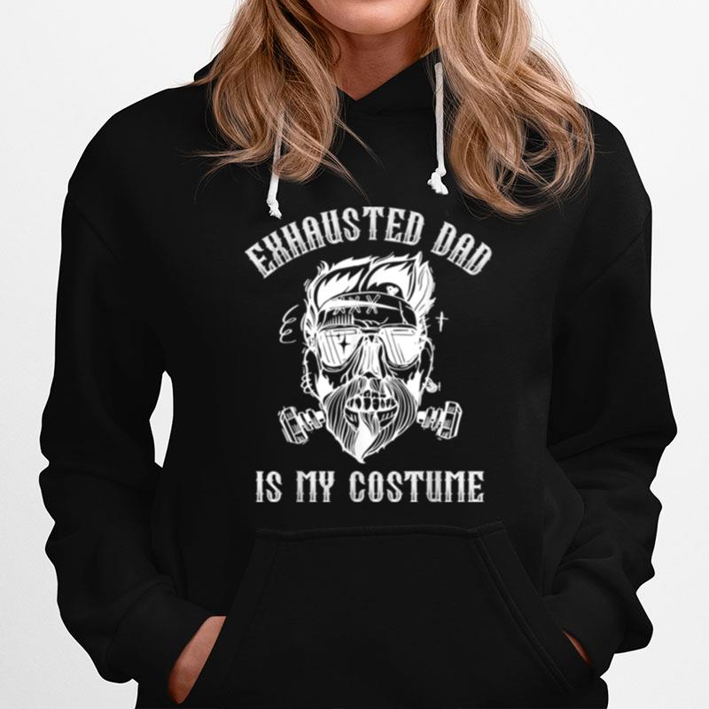 Dad Halloween Costume Exhausted Dad Skull Beard Hoodie