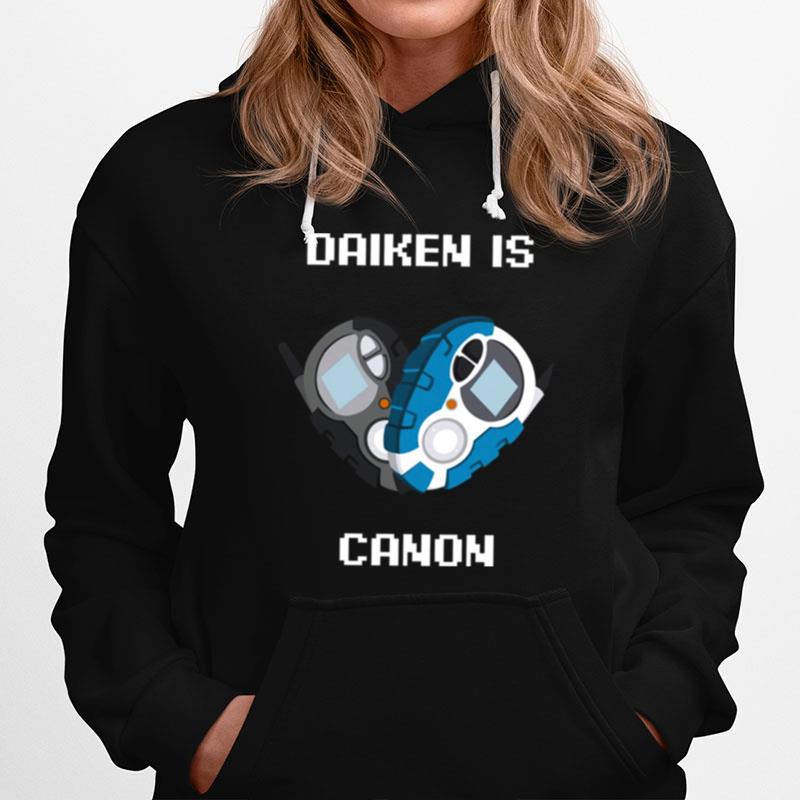 Daiken Is Canon White Text Digimon Hoodie