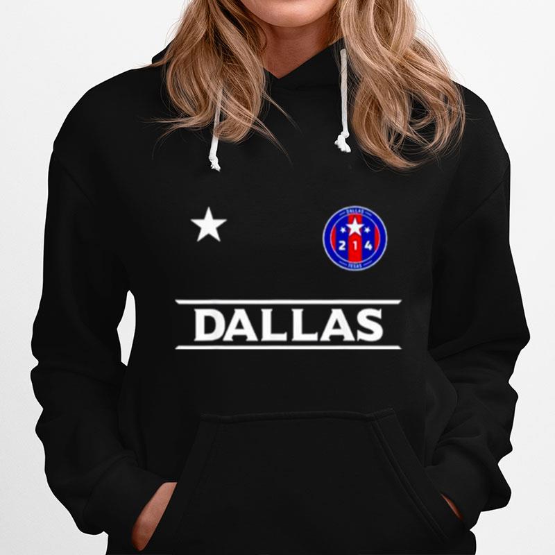 Dallas City 214 Round Badge With Stars Texas Hoodie