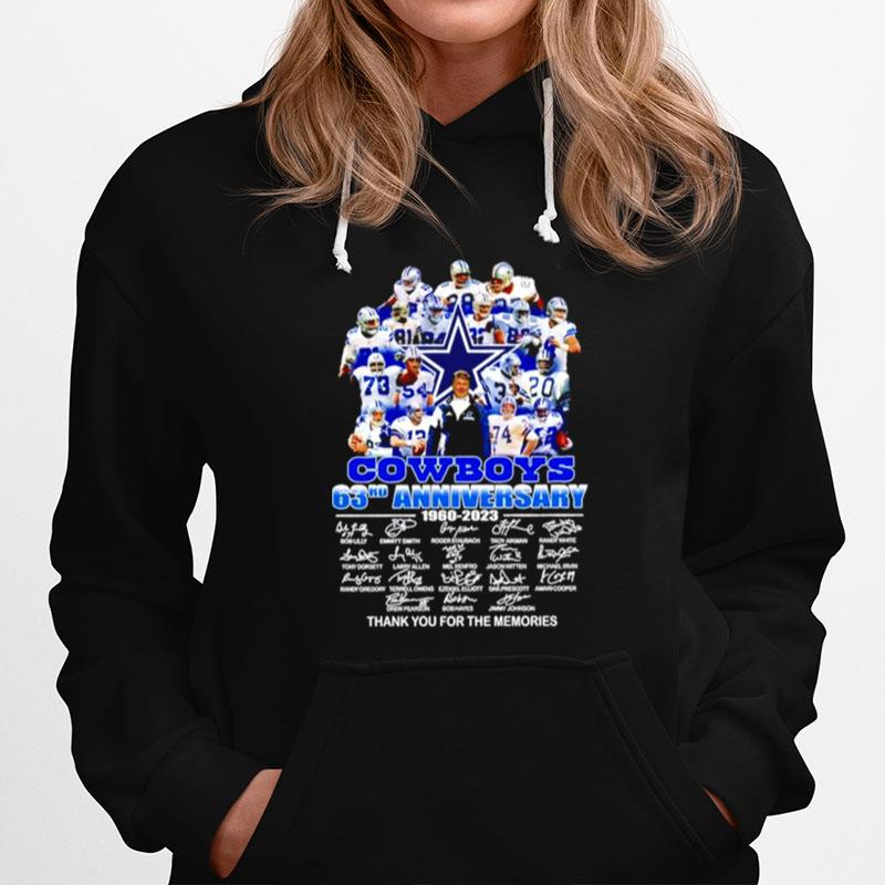 Dallas Cowboys 63Rd Anniversary 1960 2023 Thank You For The Memories Signatures Hoodie